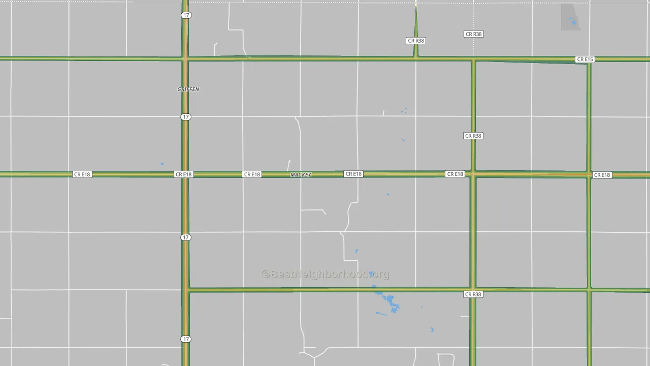 Mackey, IA Map of Noise Levels in Mackey