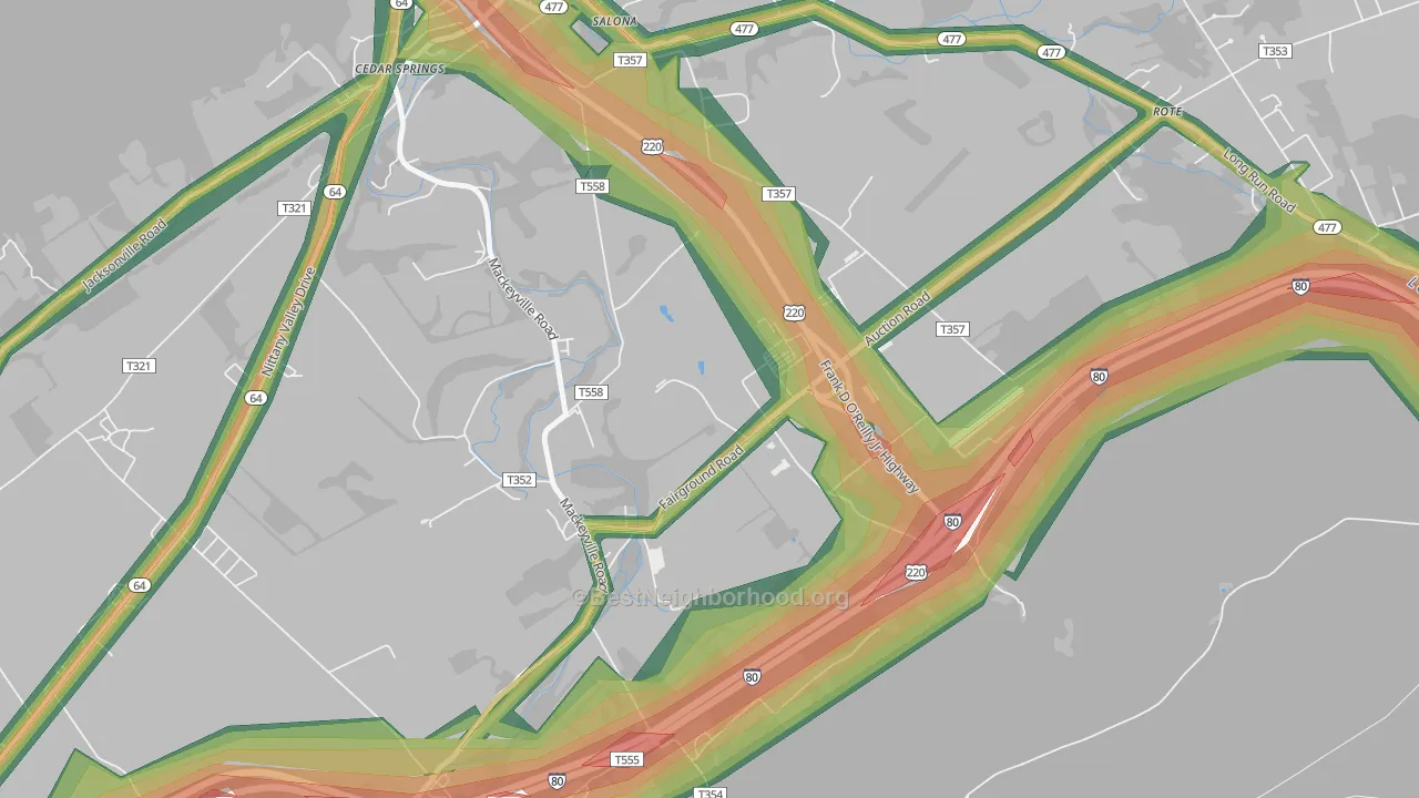 Mackeyville, PA Map of Noise Levels in Mackeyville