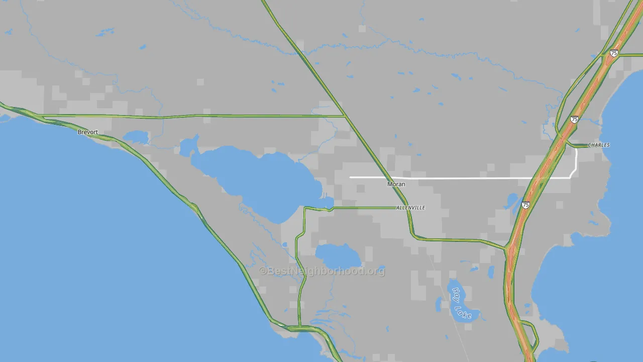 Mackinac County, MI Map of Noise Levels in Mackinac County