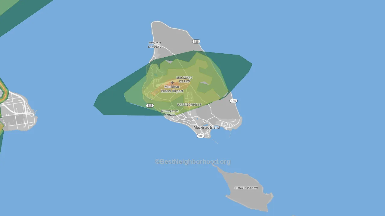 Mackinac Island, MI Map of Noise Levels in Mackinac Island