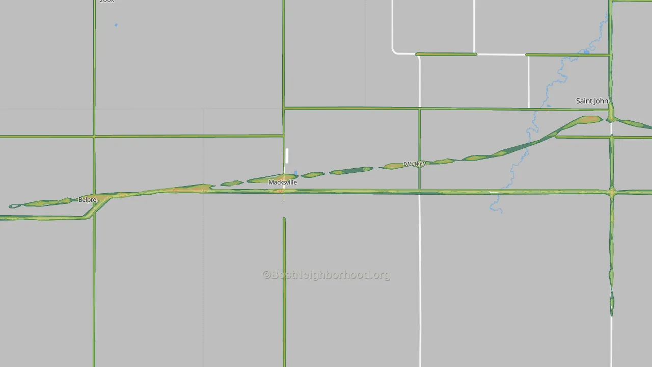 Macksville, KS Map of Noise Levels in Macksville
