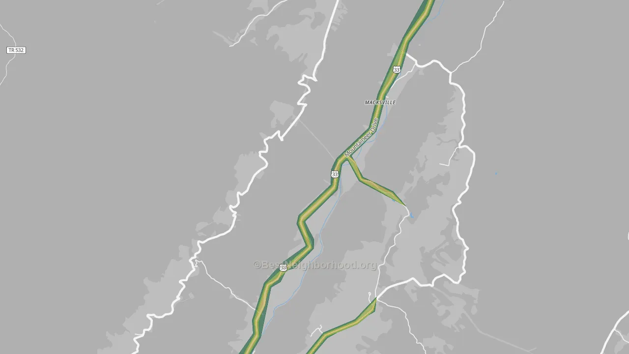 Macksville, WV Map of Noise Levels in Macksville