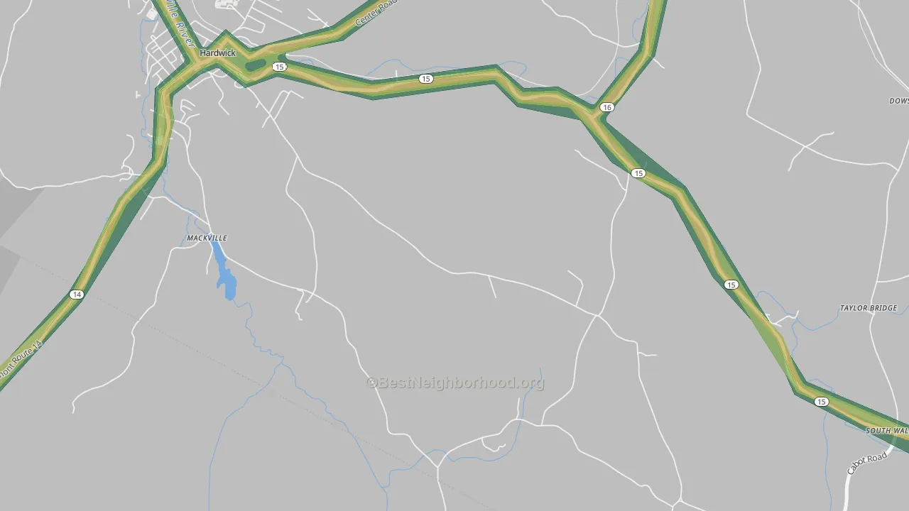 Mackville, VT Map of Noise Levels in Mackville
