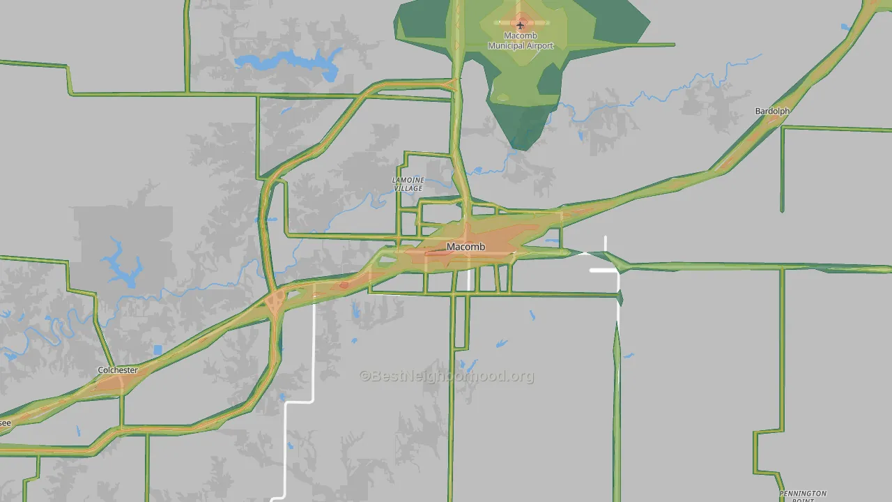Macomb, IL Map of Noise Levels in Macomb
