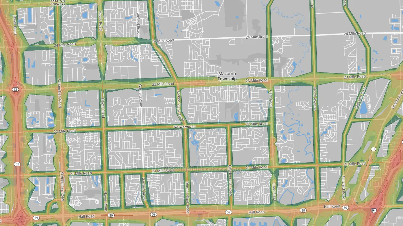 Macomb, MI Map of Noise Levels in Macomb