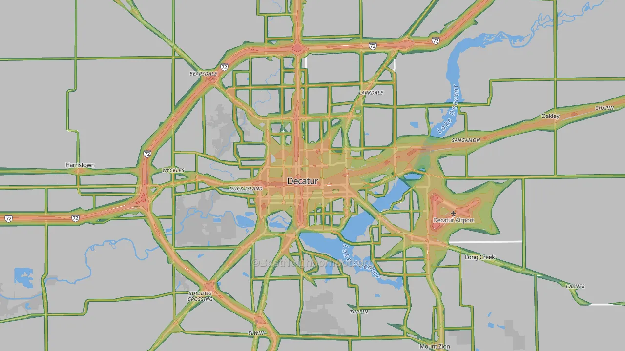 Macon County, IL Map of Noise Levels in Macon County