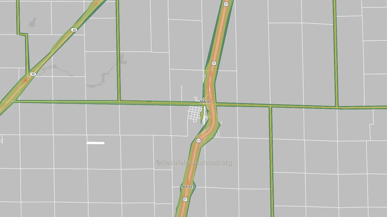 Macon, IL Map of Noise Levels in Macon