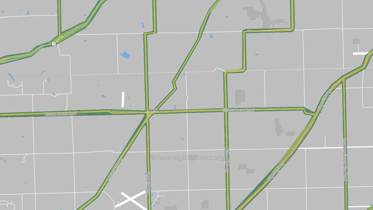 Macon, MI Map of Noise Levels in Macon