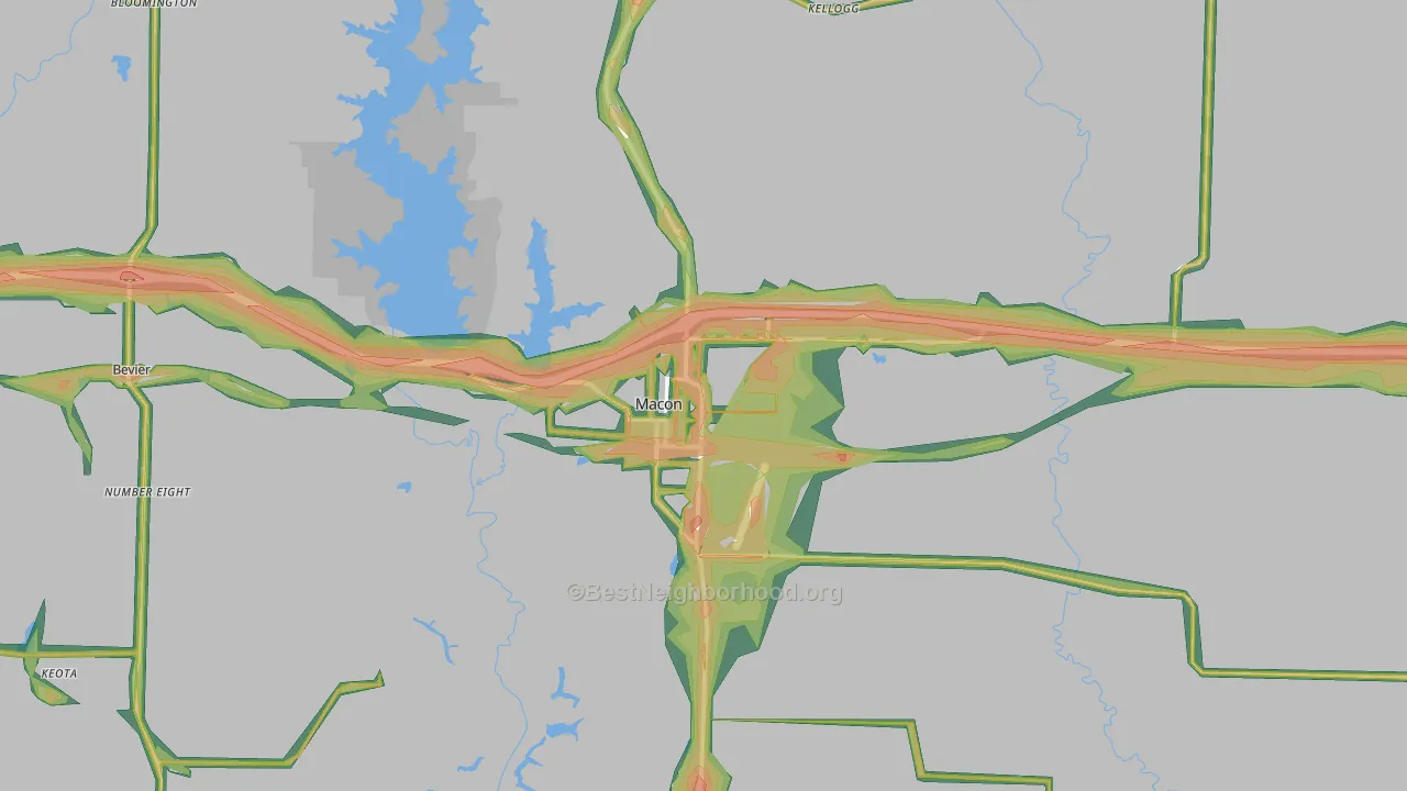 Macon, MO Map of Noise Levels in Macon