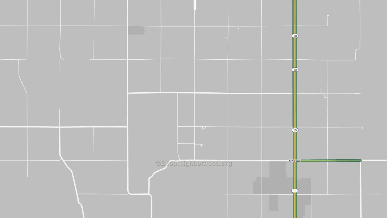 Macon, NE Map of Noise Levels in Macon