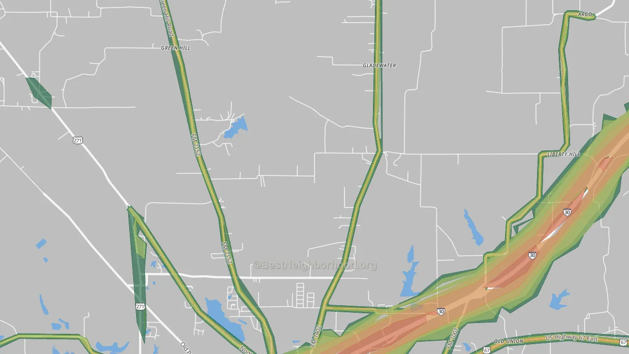 Macon, TX Map of Noise Levels in Macon