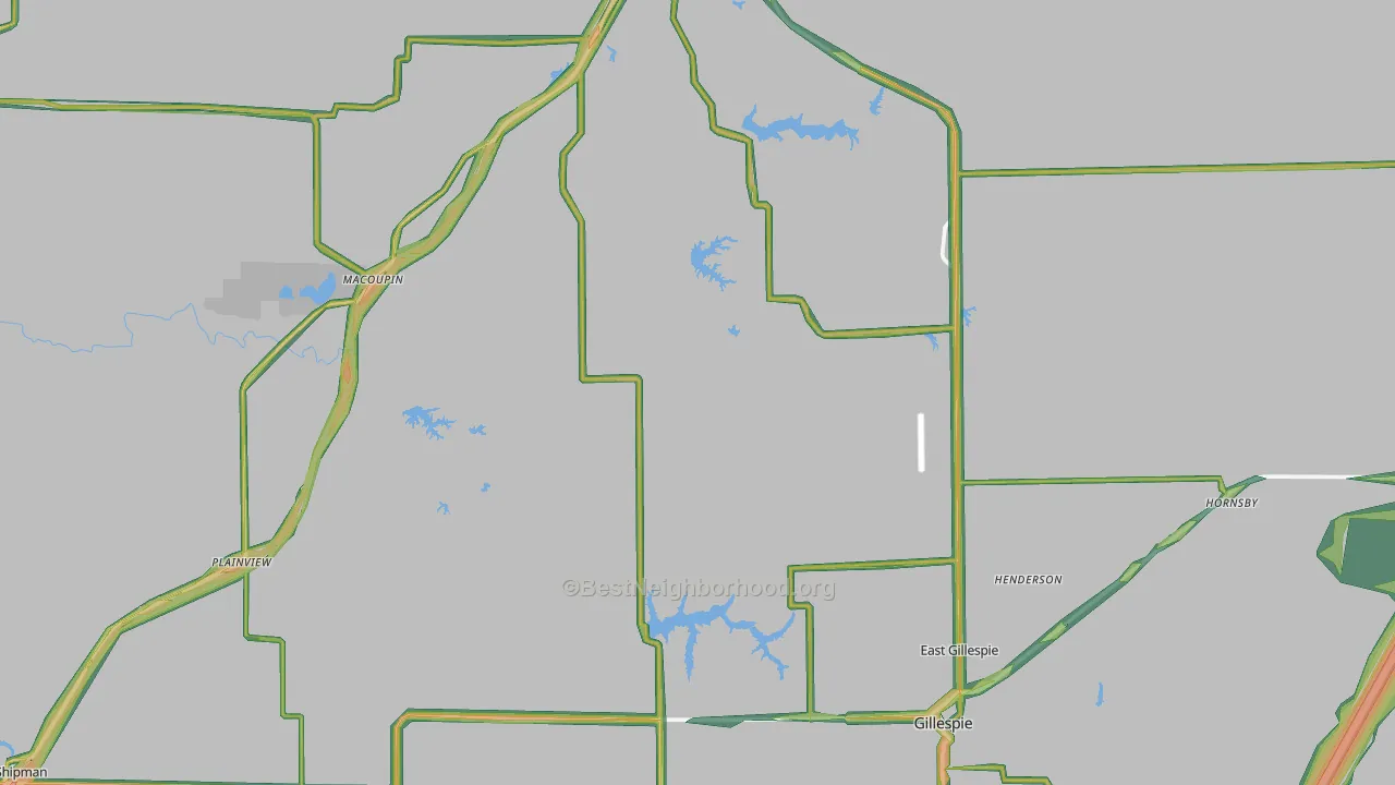 Macoupin County, IL Map of Noise Levels in Macoupin County