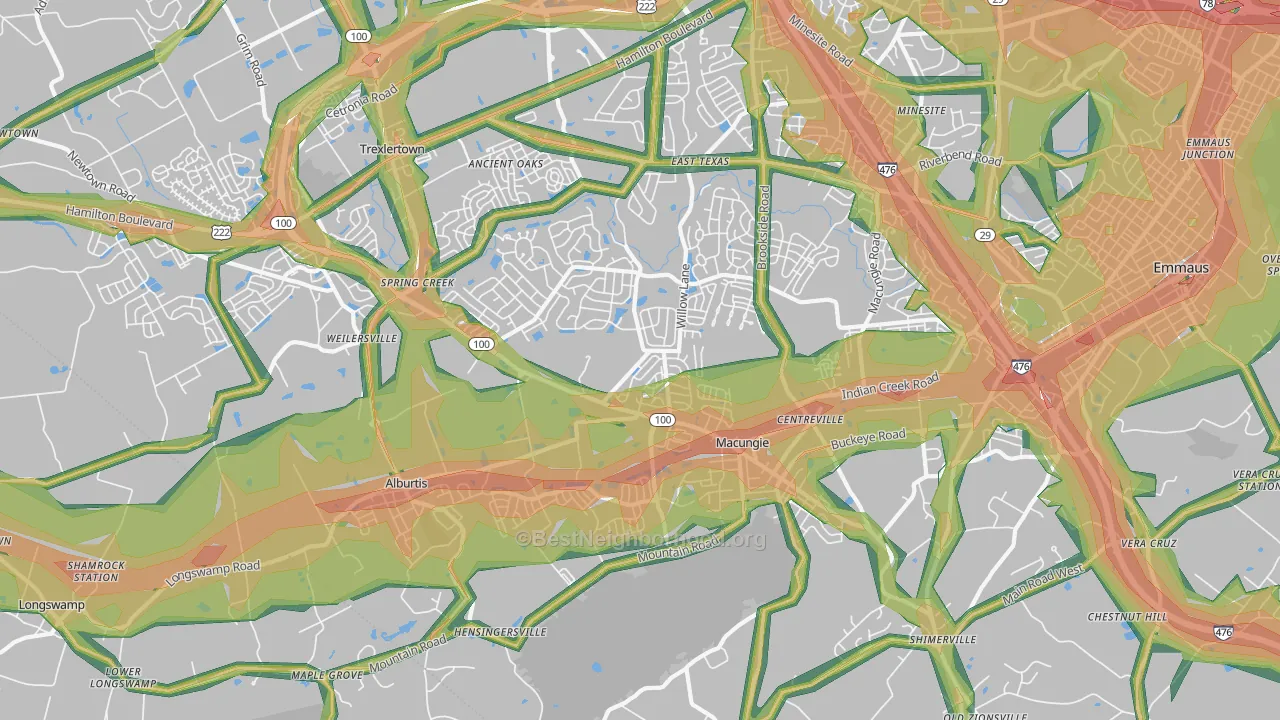 Macungie, PA Map of Noise Levels in Macungie