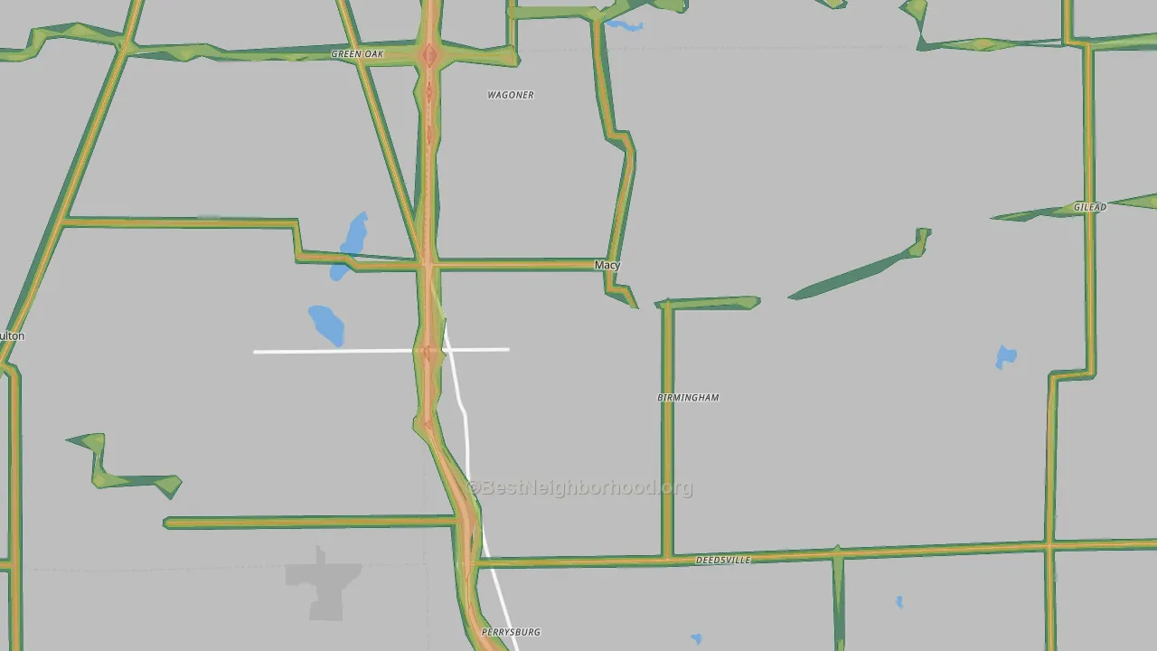 Macy, IN Map of Noise Levels in Macy