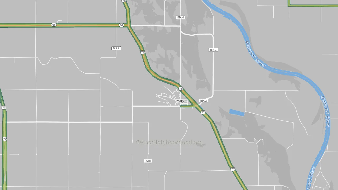 Macy, NE Map of Noise Levels in Macy