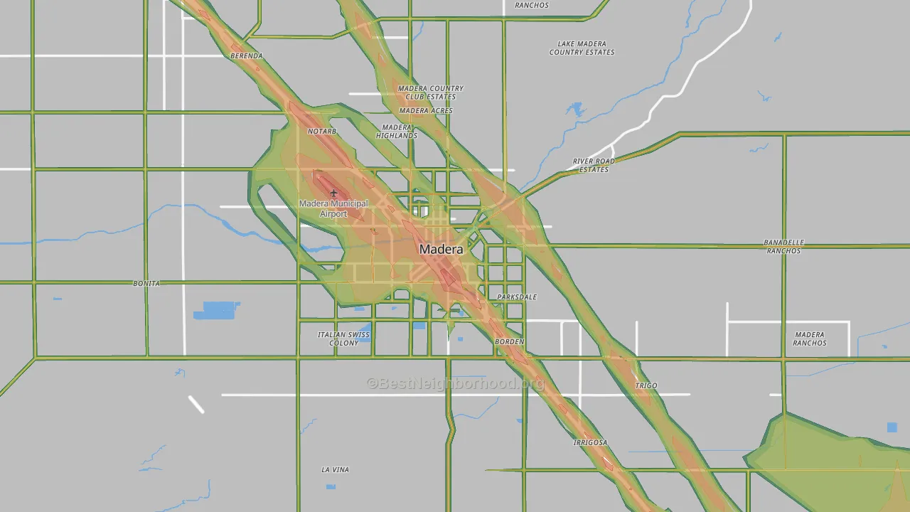 Madera, CA Map of Noise Levels in Madera
