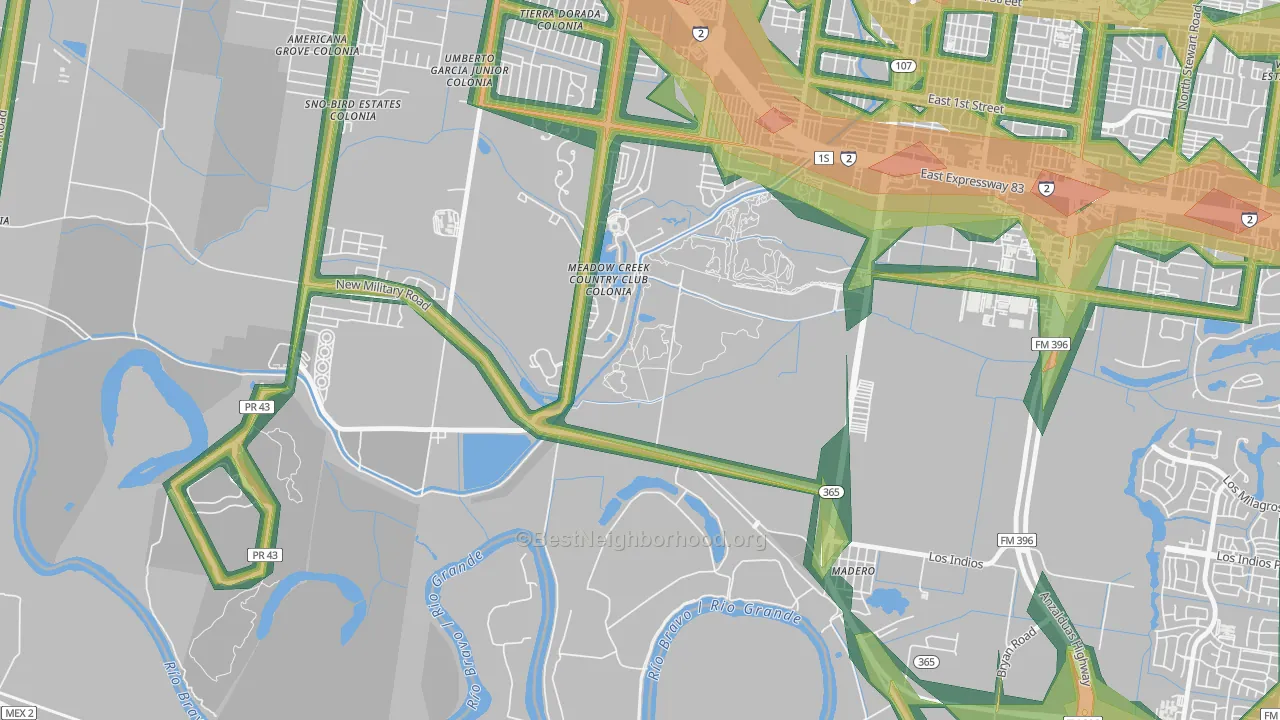Madero, TX Map of Noise Levels in Madero