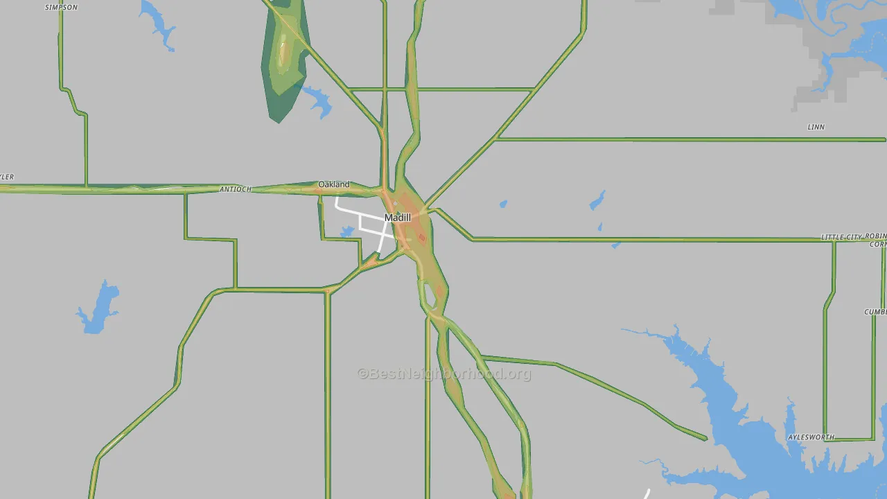Madill, OK Map of Noise Levels in Madill