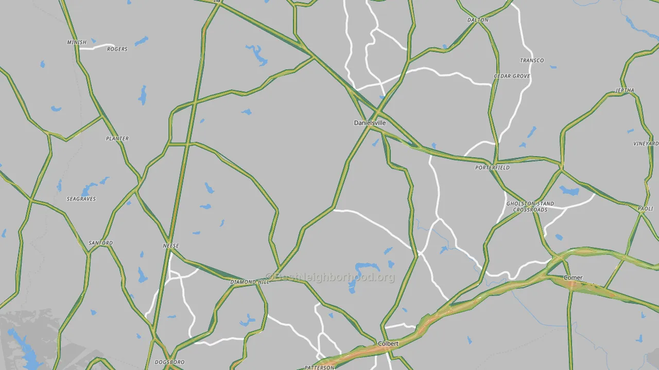 Madison County, GA Map of Noise Levels in Madison County