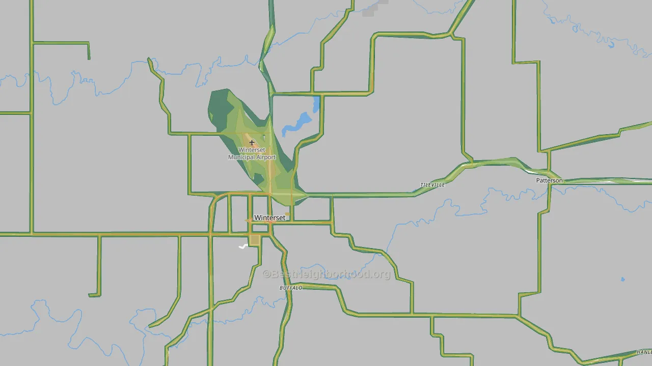 Madison County, IA Map of Noise Levels in Madison County