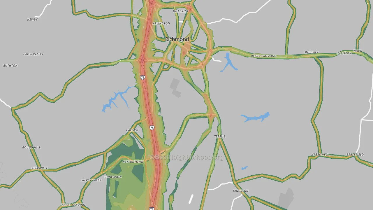 Madison County, KY Map of Noise Levels in Madison County