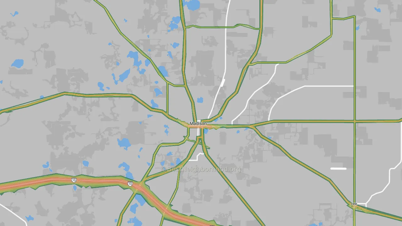 Madison, FL Map of Noise Levels in Madison
