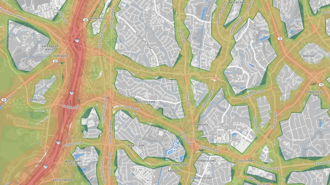 Madison Park, Charlotte, NC Map of Noise Levels in Madison Park