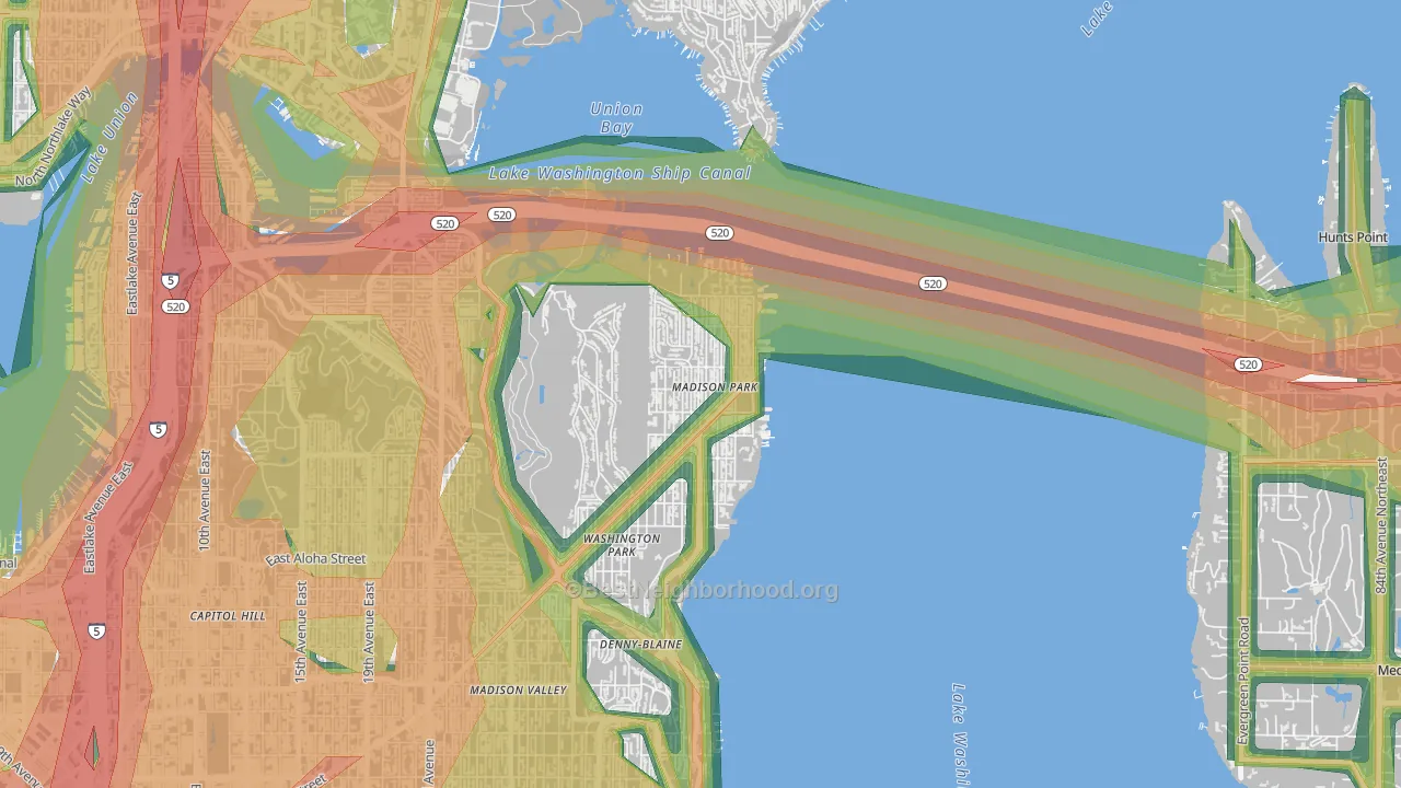 Madison Park, Seattle, WA Map of Noise Levels in Madison Park