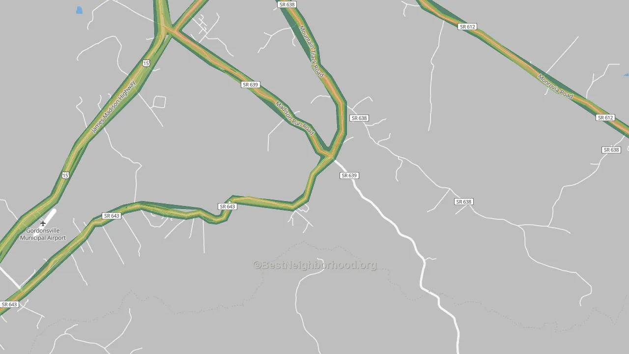 Madison Run, VA Map of Noise Levels in Madison Run