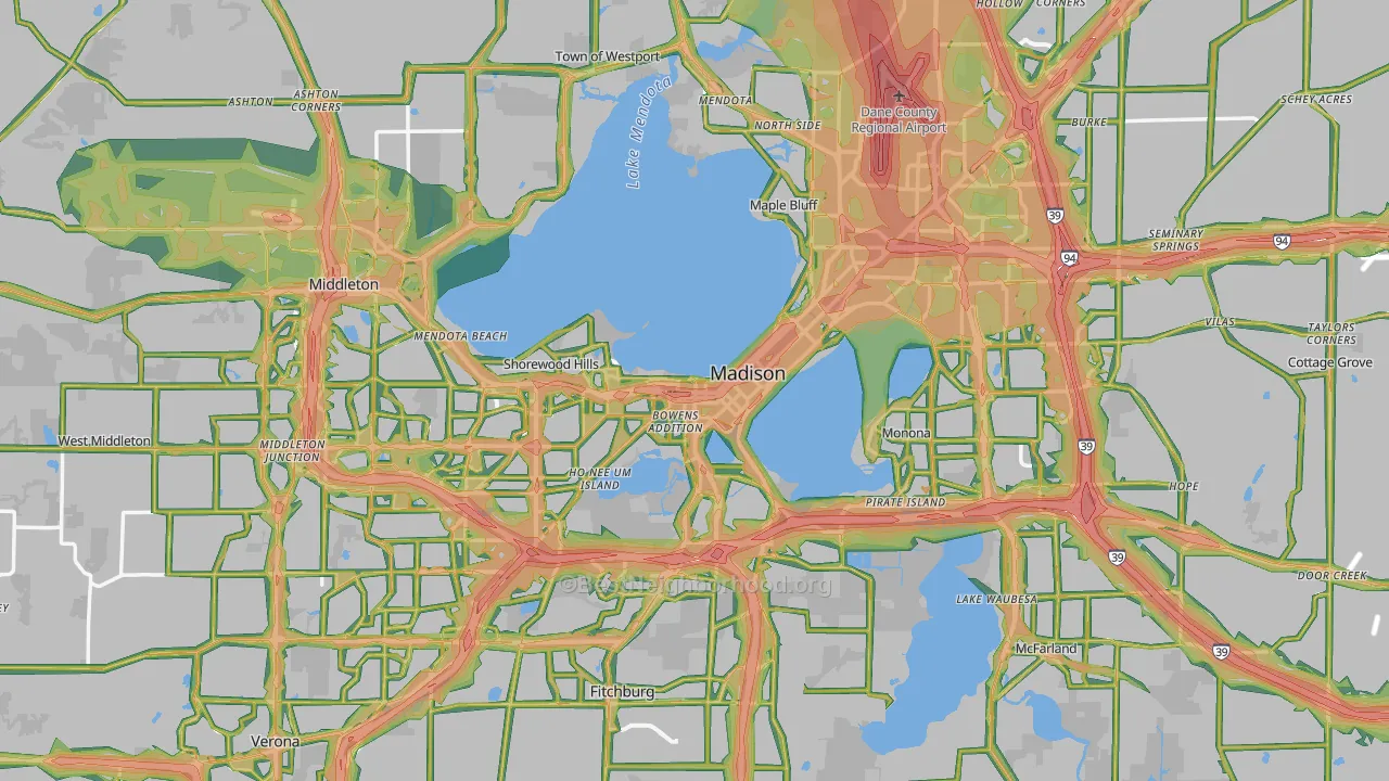 Madison, WI Map of Noise Levels in Madison