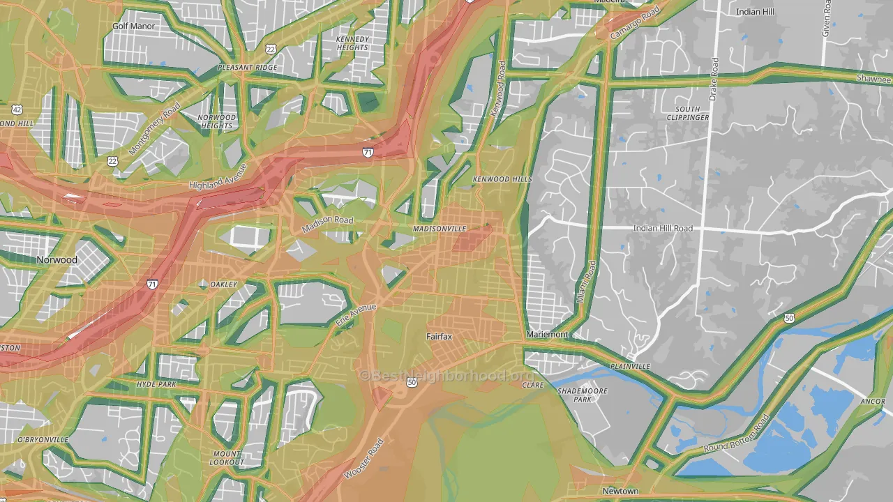 Madisonville, Cincinnati, OH Map of Noise Levels in Madisonville