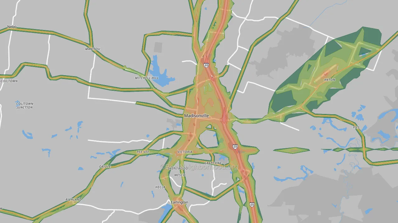 Madisonville, KY Map of Noise Levels in Madisonville