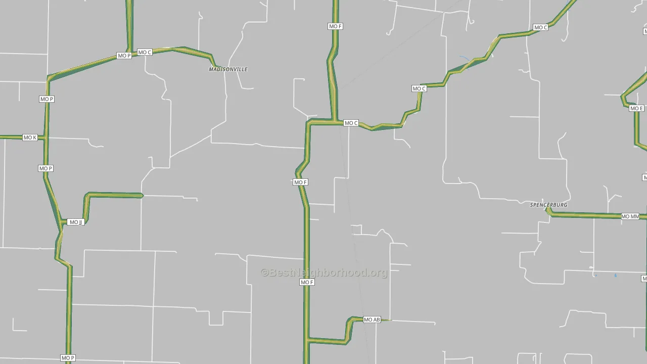 Madisonville, MO Map of Noise Levels in Madisonville