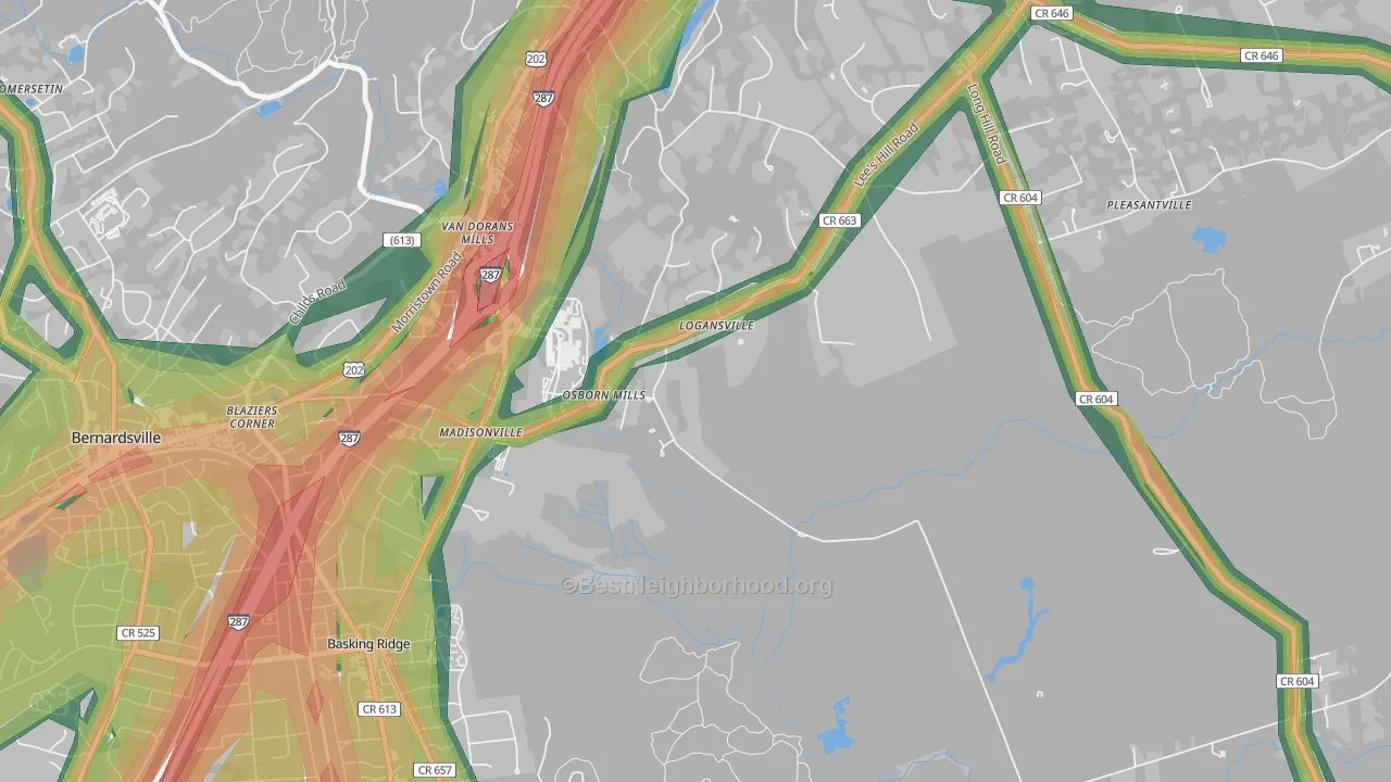 Madisonville, NJ Map of Noise Levels in Madisonville