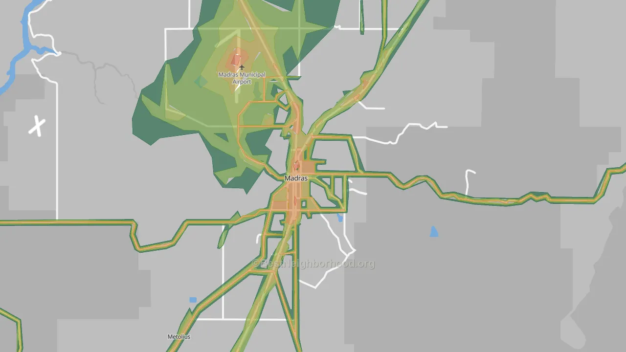 Madras, OR Map of Noise Levels in Madras