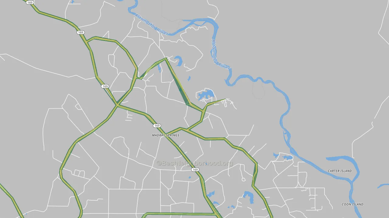 Madray Springs, GA Map of Noise Levels in Madray Springs