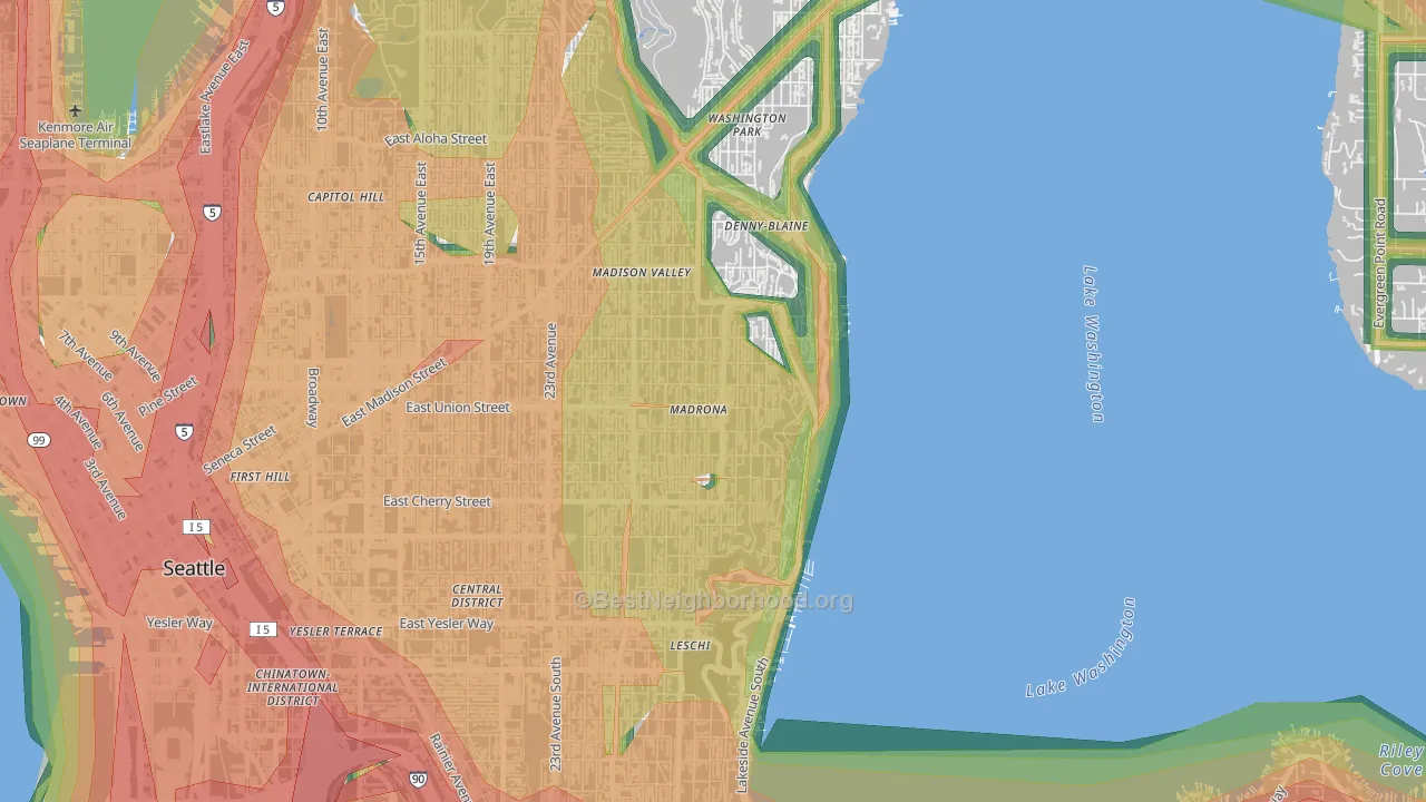 Madrona, Seattle, WA Map of Noise Levels in Madrona