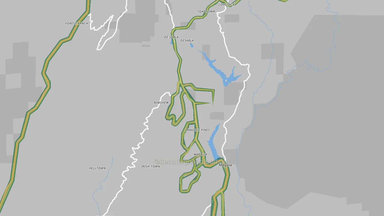 Magalia, CA Map of Noise Levels in Magalia