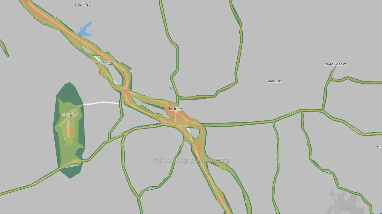 Magee, MS Map of Noise Levels in Magee