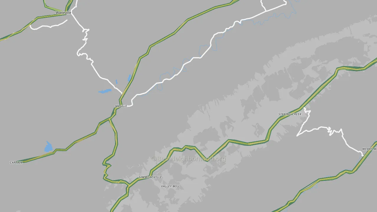 Maggie, VA Map of Noise Levels in Maggie