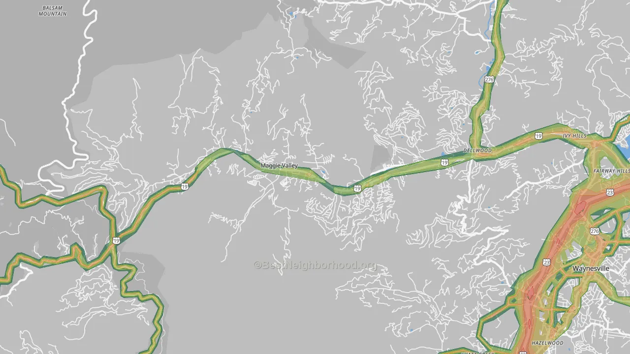 Maggie Valley, NC Map of Noise Levels in Maggie Valley