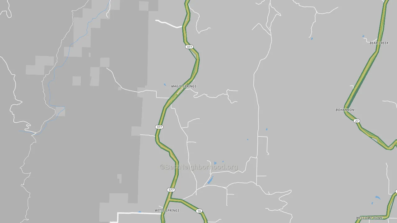 Magic Springs, AR Map of Noise Levels in Magic Springs