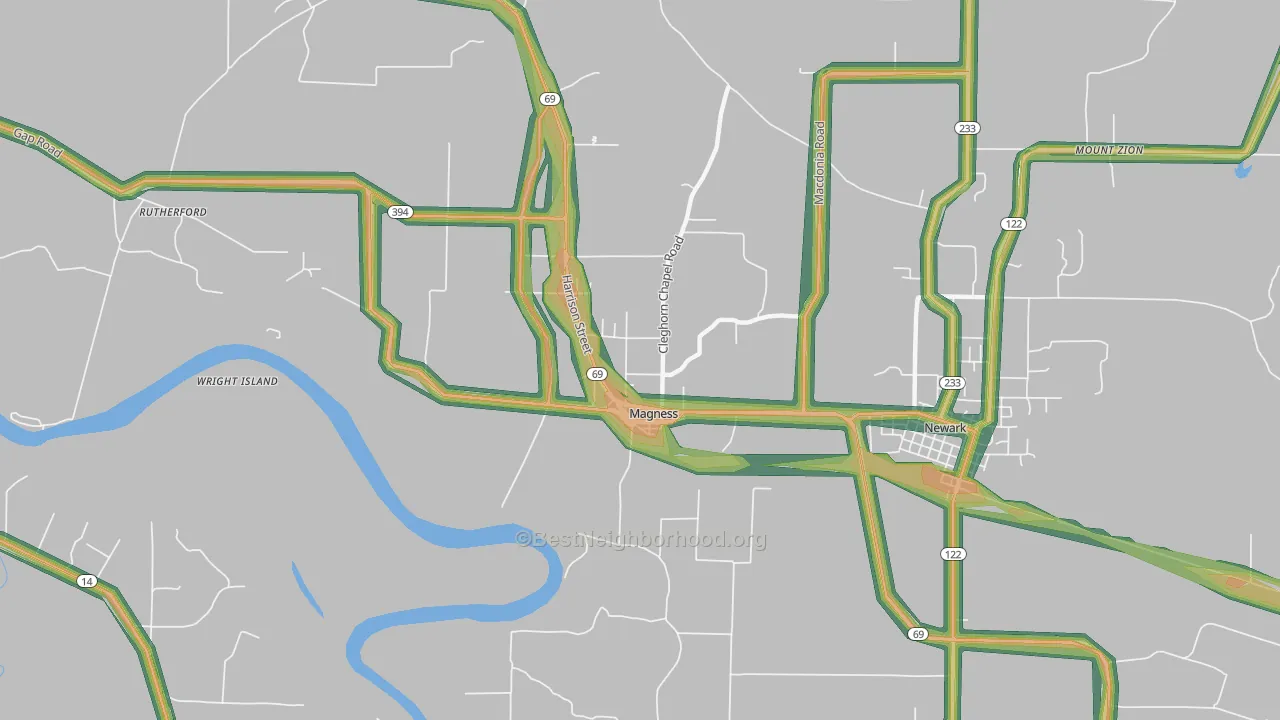 Magness, AR Map of Noise Levels in Magness