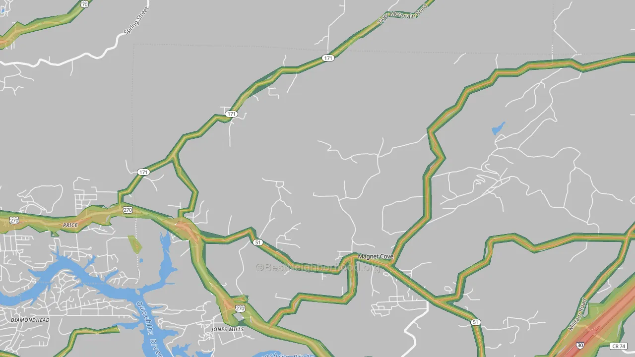 Magnet Cove, AR Map of Noise Levels in Magnet Cove