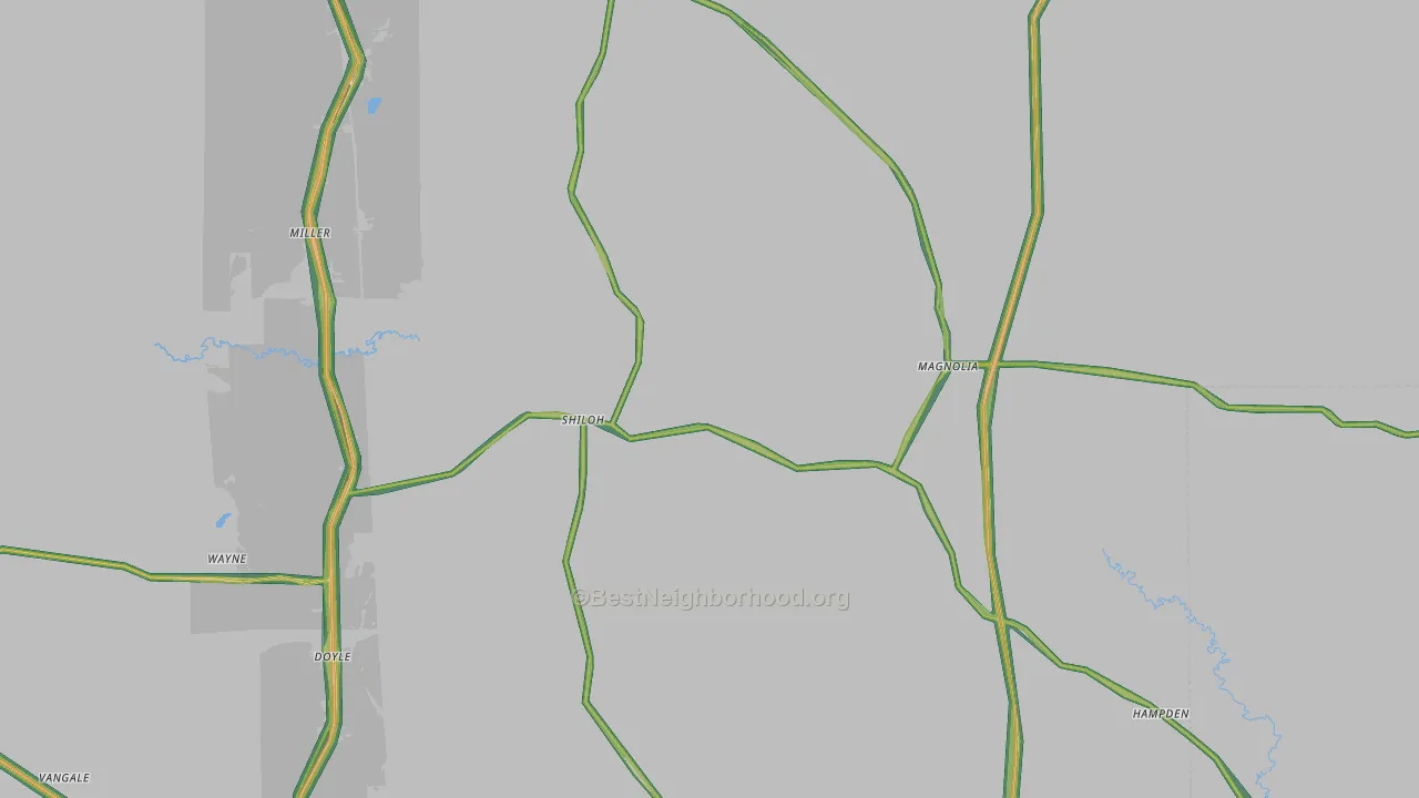 Magnolia, AL Map of Noise Levels in Magnolia