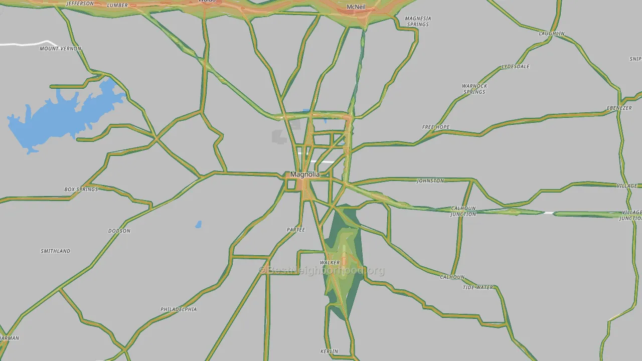 Magnolia, AR Map of Noise Levels in Magnolia