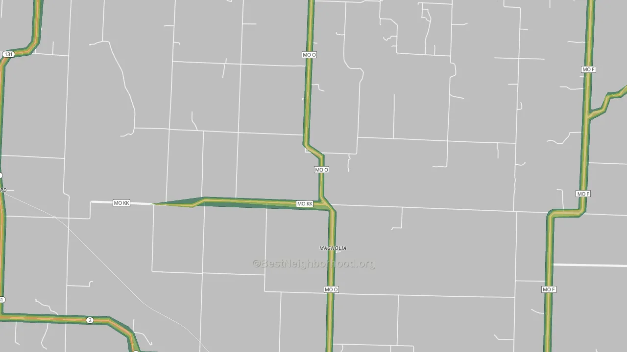 Magnolia, MO Map of Noise Levels in Magnolia