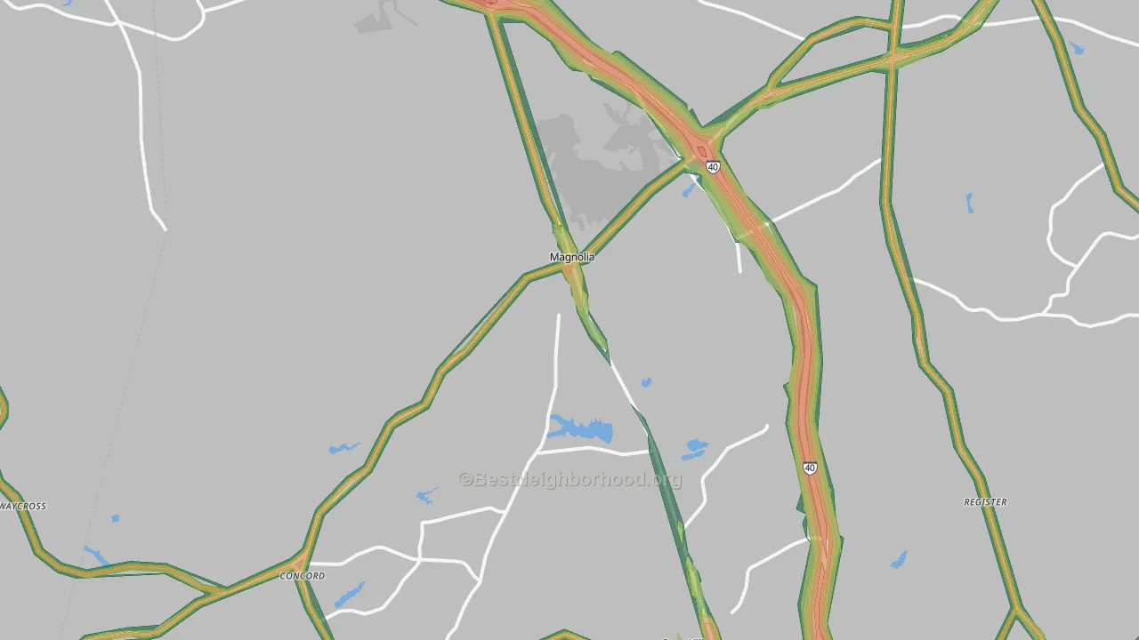 Magnolia, NC Map of Noise Levels in Magnolia