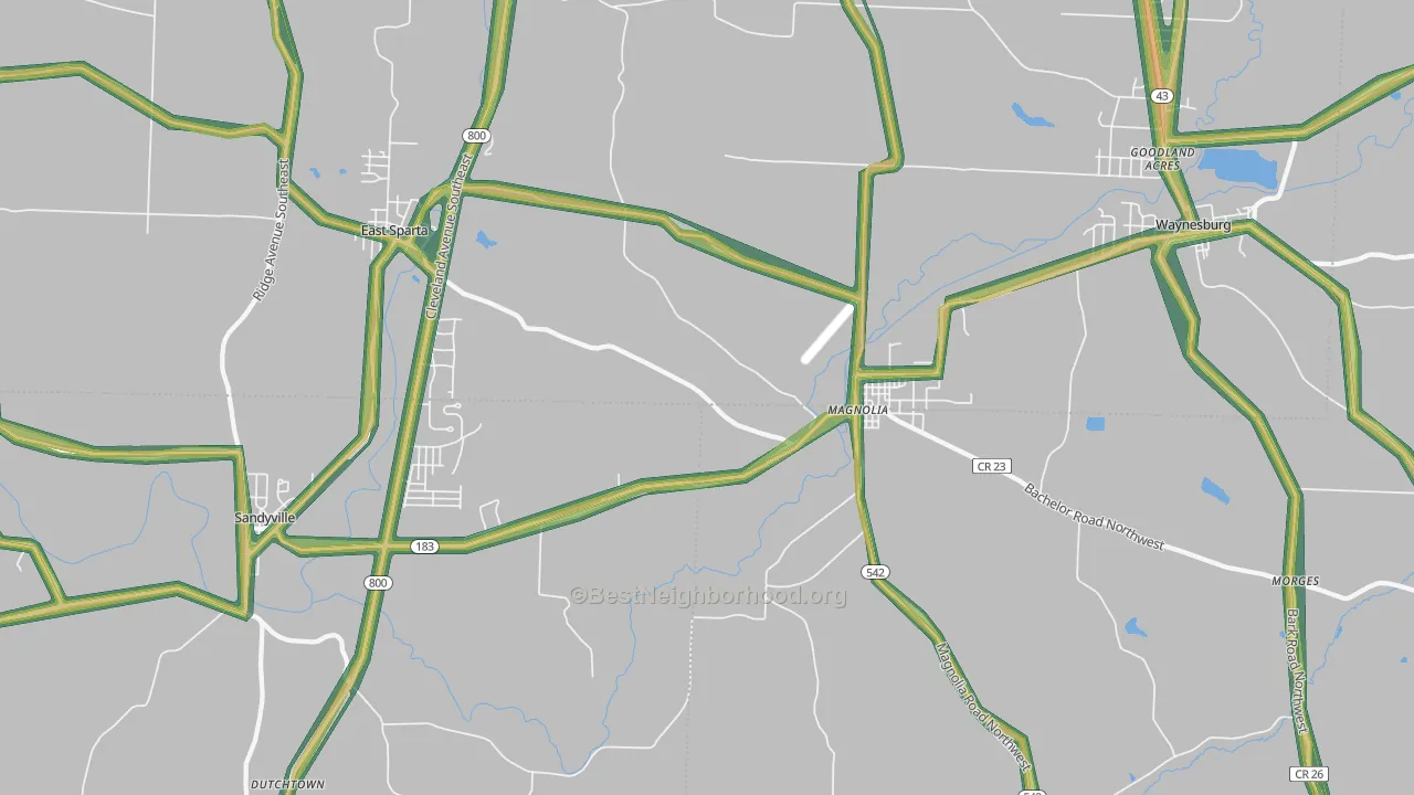 Magnolia, OH Map of Noise Levels in Magnolia