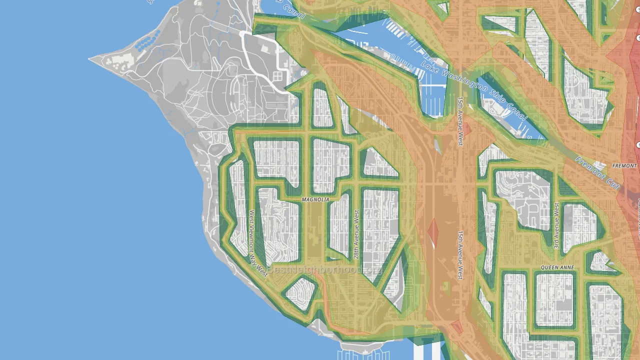 Magnolia, Seattle, WA Map of Noise Levels in Magnolia